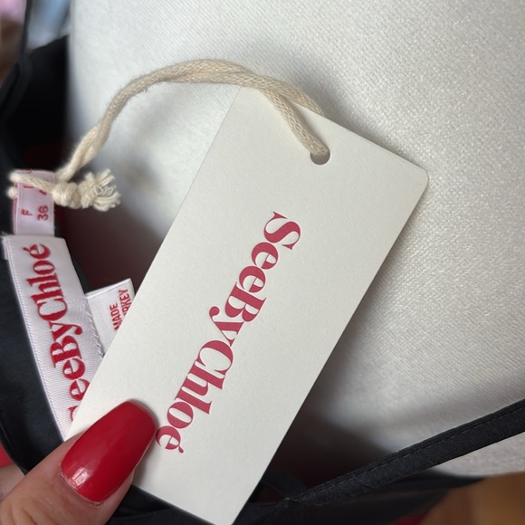 LAST CHANCE🚨 NWT See by Chloé Burgundy/Black Color Block Midi Dress - Picture 7 of 13